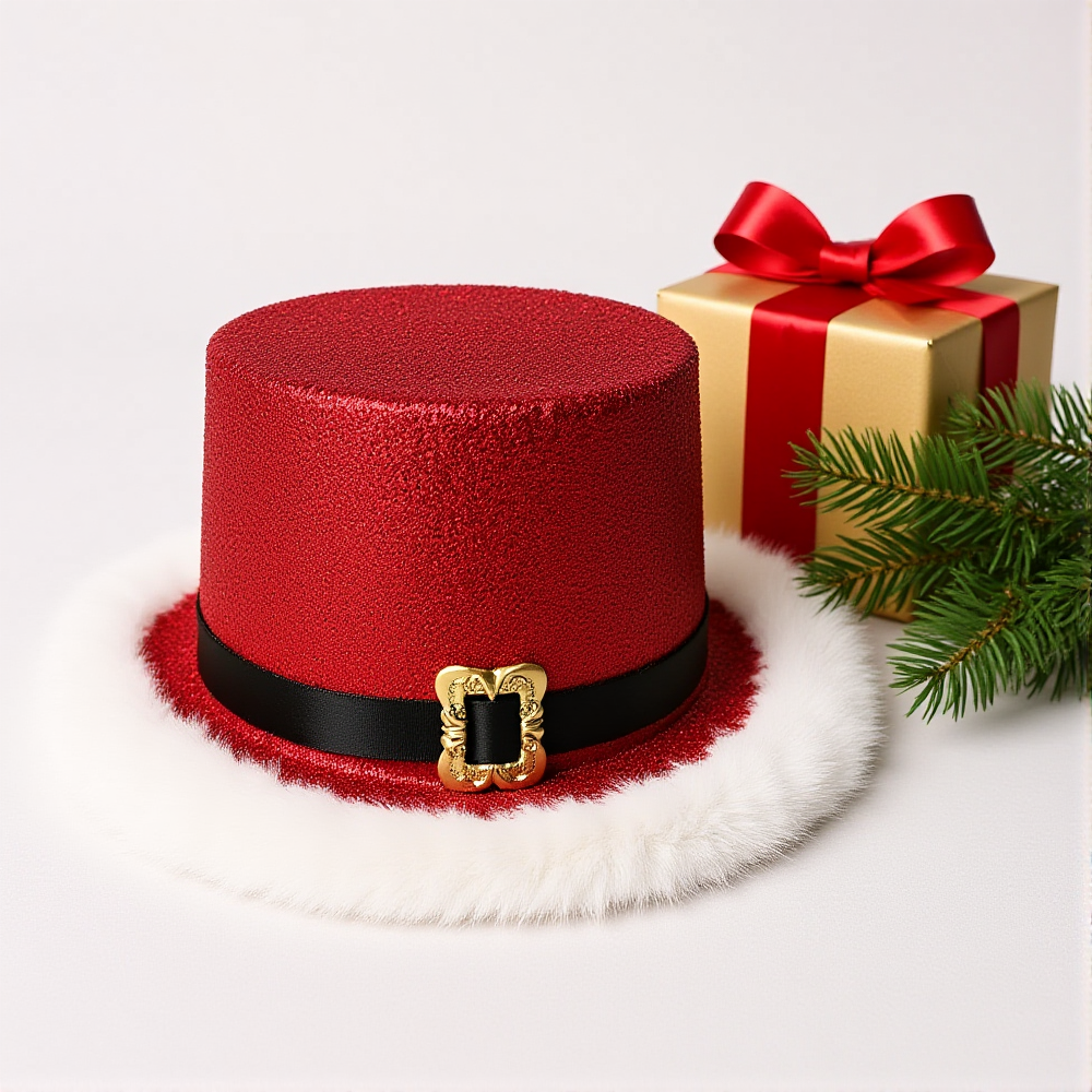 Santa Hat Plush - Christmas Party Hat Winter Red Shiny