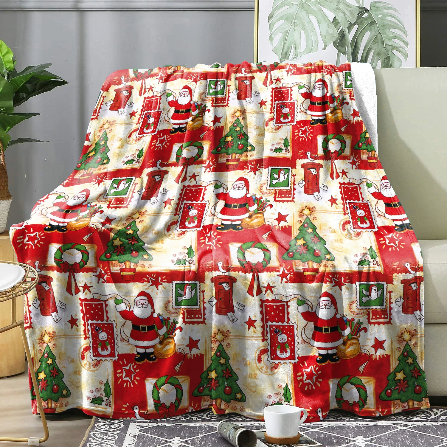 Christmas Throw Blanket - Cozy Flannel Winter Blanket Red Green