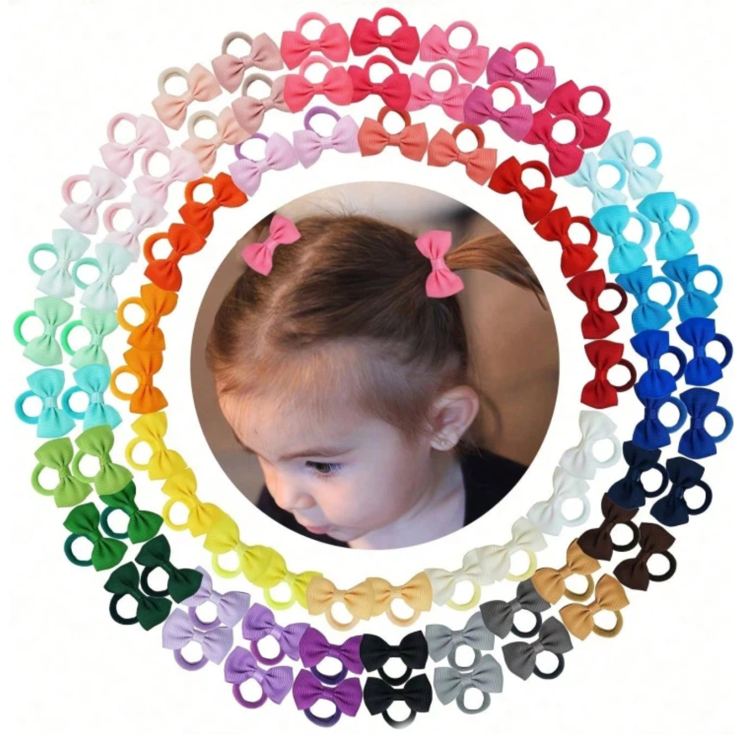 40/60/80 Baby Girls Hair Ties  – Ribbon Bow Gift Bewertung und Preis