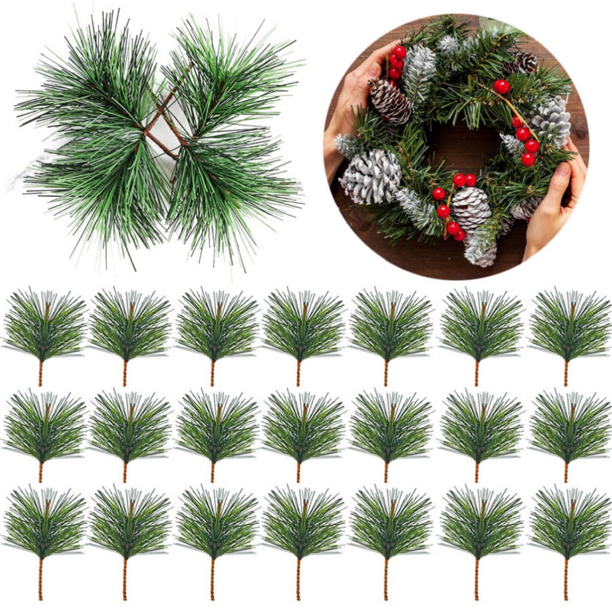 10-100pcs Artificial Green Pin – Christmas Wreath Fake Bewertung und Preis