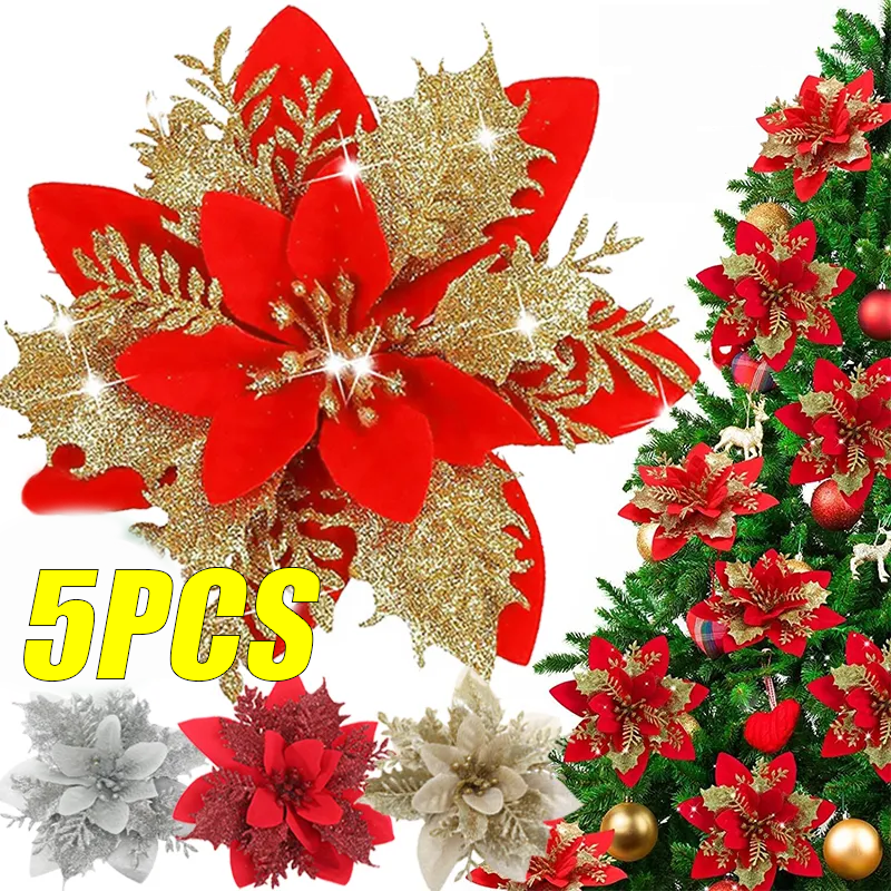 5PCS Christmas Flowers Christm – Christmas Tree Artificial Bewertung und Preis