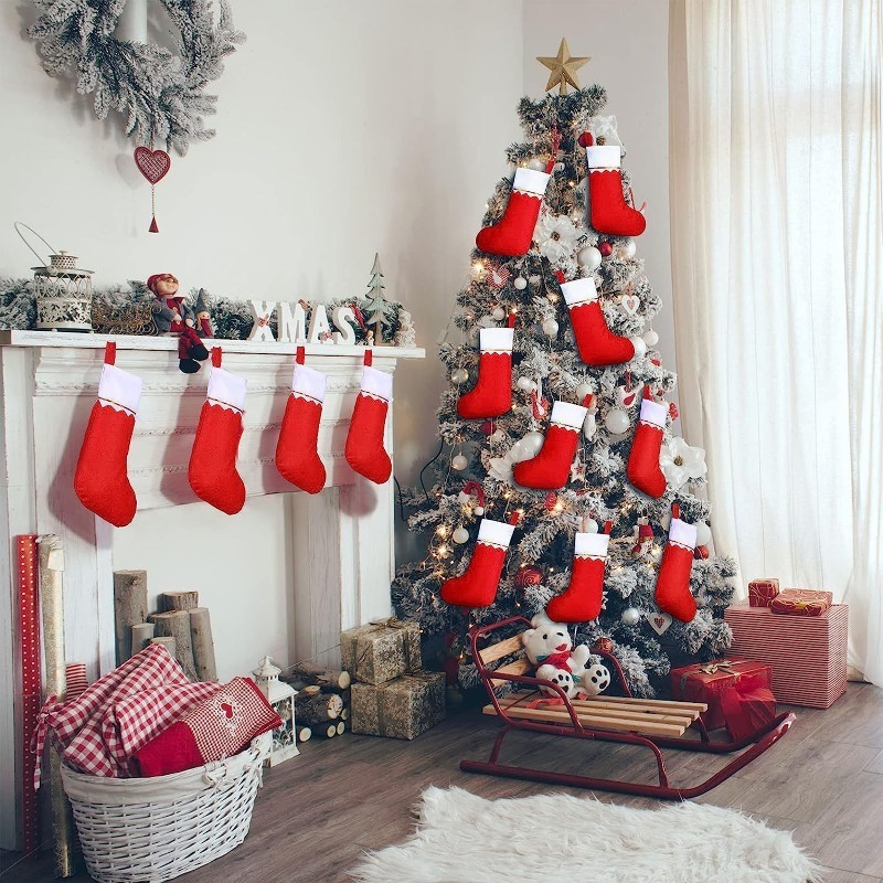 Double Sided Gold Trim Christm – Christmas Stocking Hanging Bewertung und Preis
