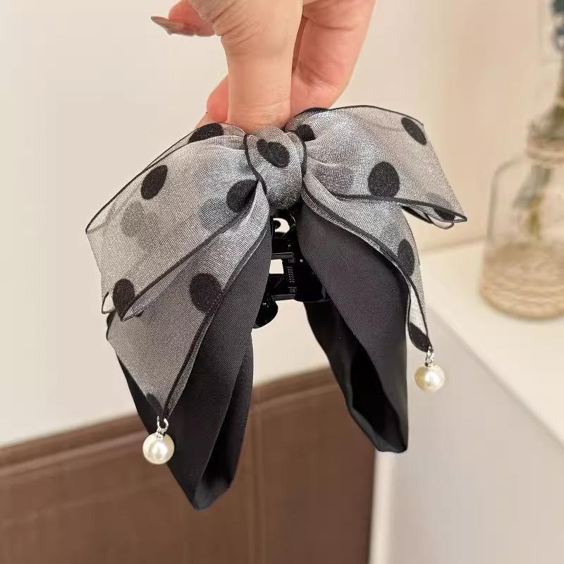 Elegant Gray Polka Dot Bow Hai – Ribbon Bow Gift Bewertung und Preis