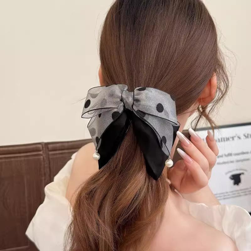 Elegant Gray Polka Dot Bow Hai – Ribbon Bow Gift Bewertung und Preis