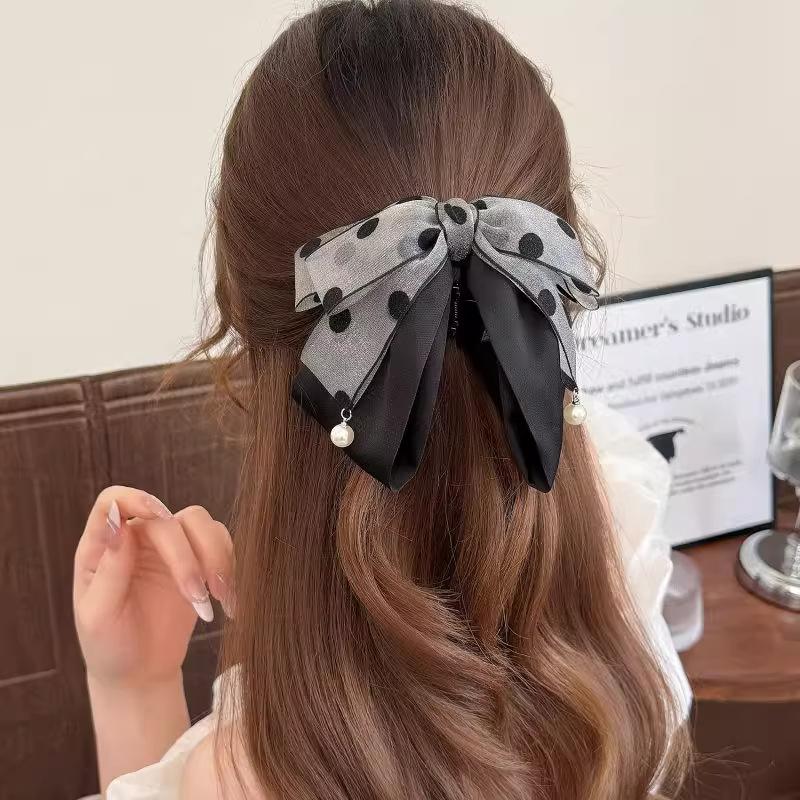 Elegant Gray Polka Dot Bow Hai – Ribbon Bow Gift Bewertung und Preis