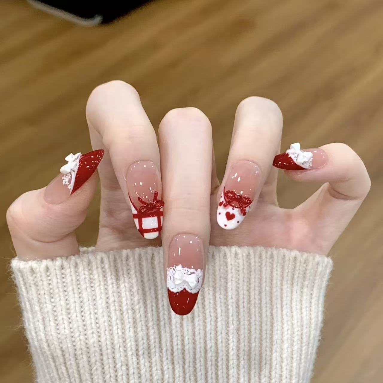 10pcs Handmade Press on Nails  – Christmas Throw Blanket Bewertung und Preis
