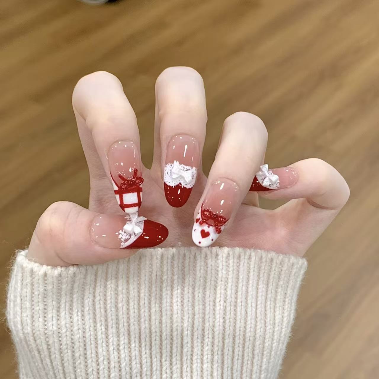 10pcs Handmade Press on Nails  – Christmas Throw Blanket Bewertung und Preis