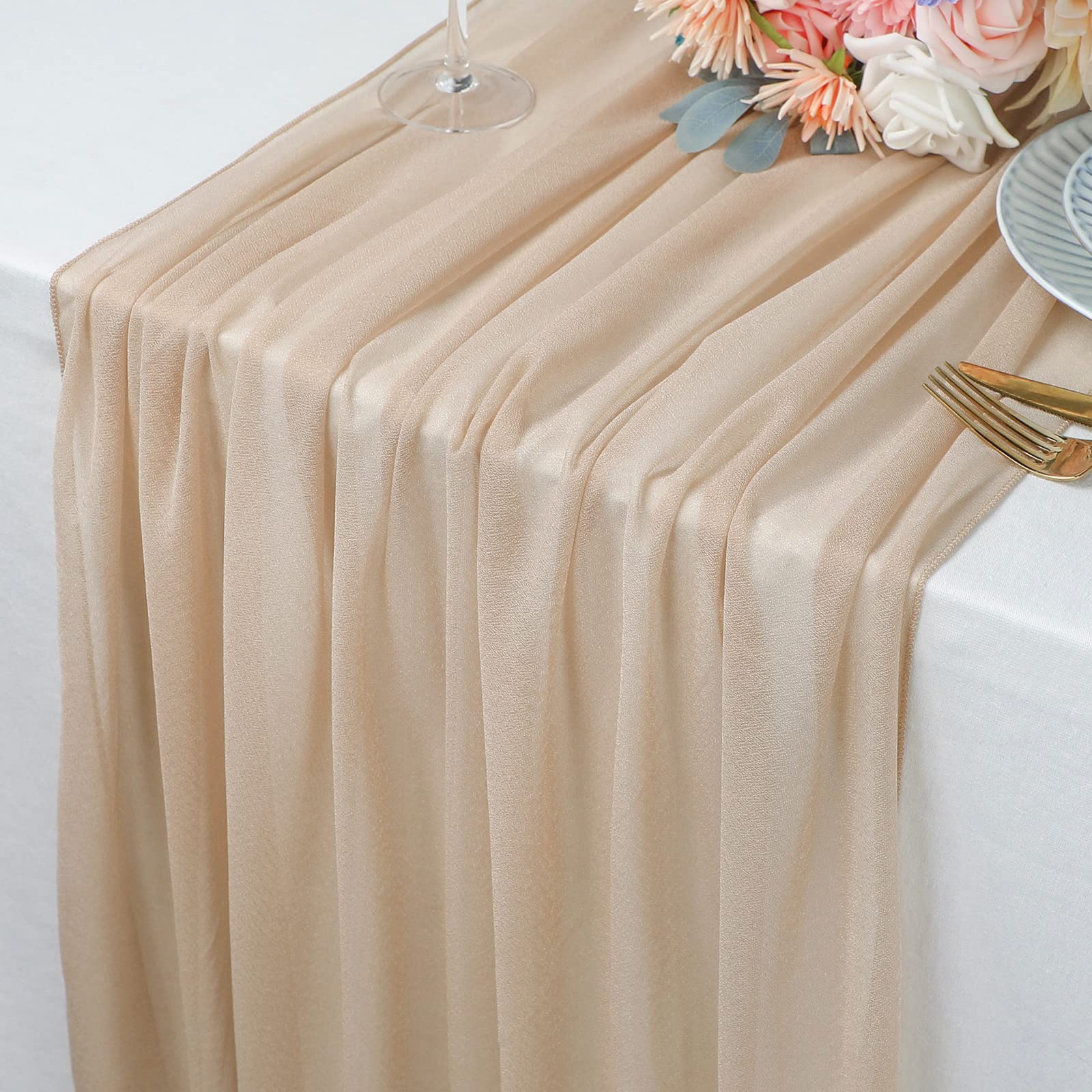 Beige Table Runner Chiffon Tab – Christmas Table Runner Bewertung und Preis