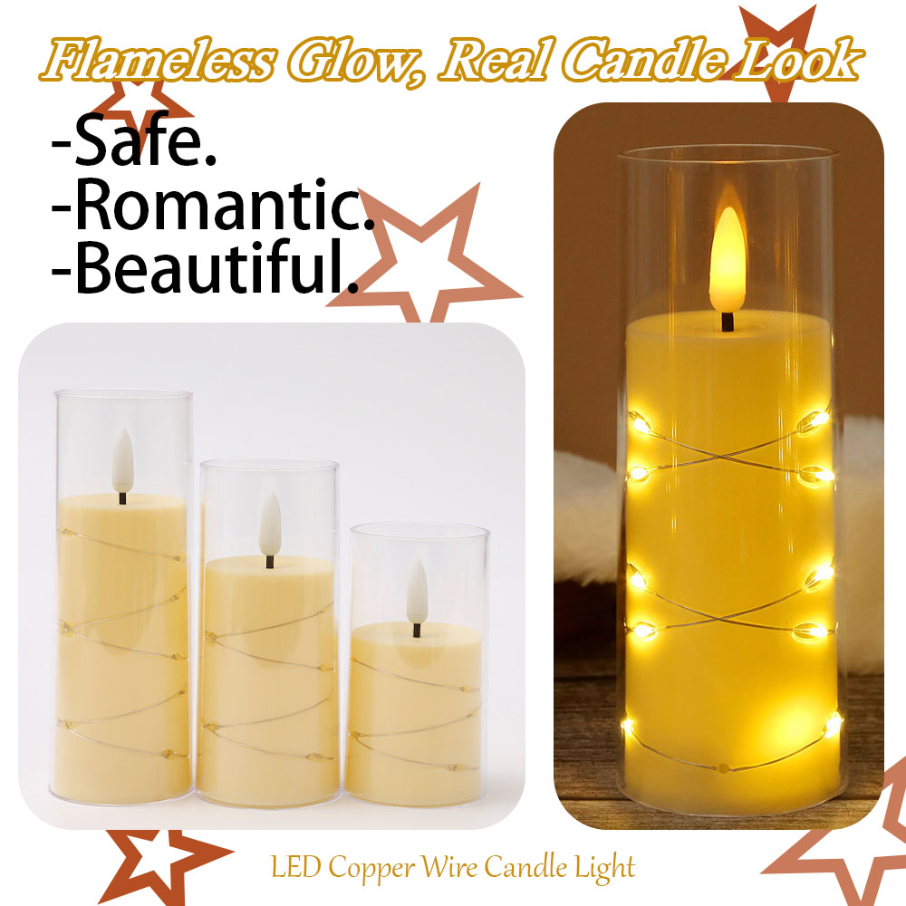 3pcs/set LED Copper Wire Flame – Holiday Candle Set Bewertung und Preis