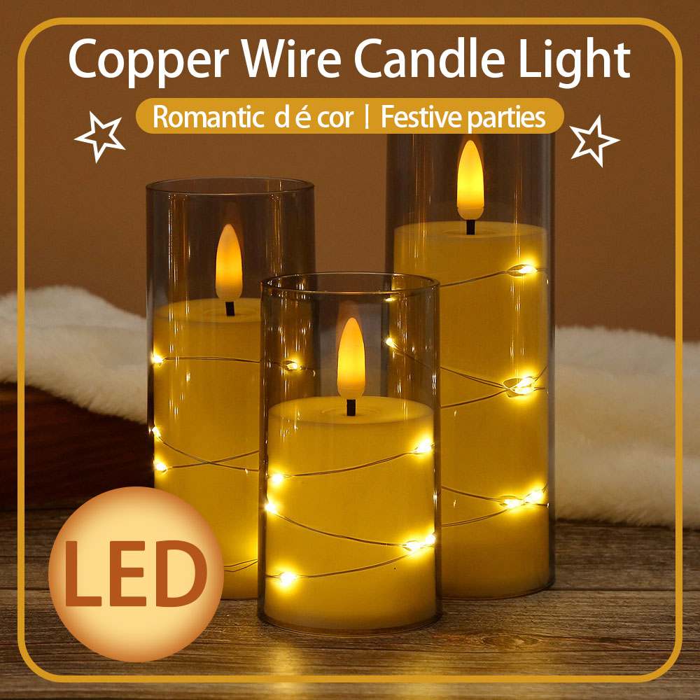 3pcs/set LED Copper Wire Flame – Holiday Candle Set Bewertung und Preis
