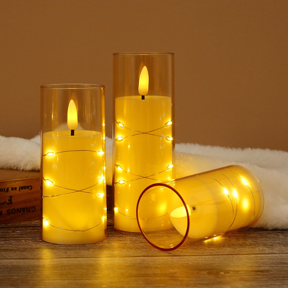 3pcs/set LED Copper Wire Flame – Holiday Candle Set Bewertung und Preis